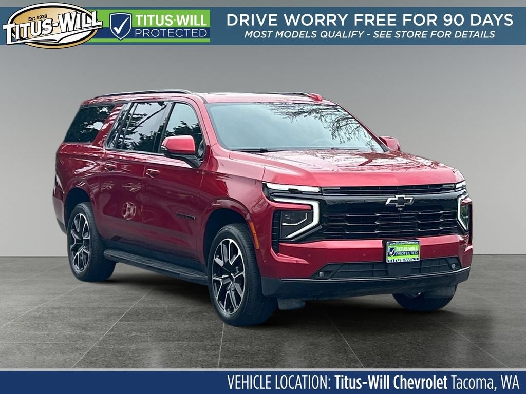 2025 Chevrolet Suburban RST in Radiant Red Tintcoat — front three-quarter view