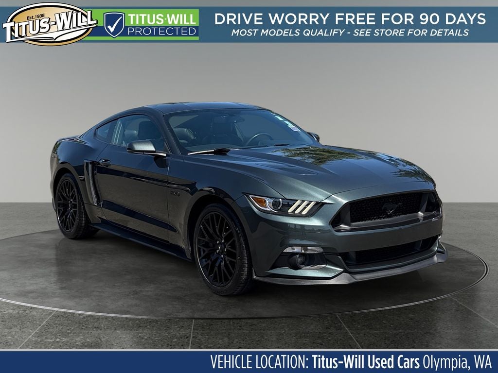 2015 Ford Mustang GT Premium 6-SPEED MANUAL! in Guard Metallic — front three-quarter view