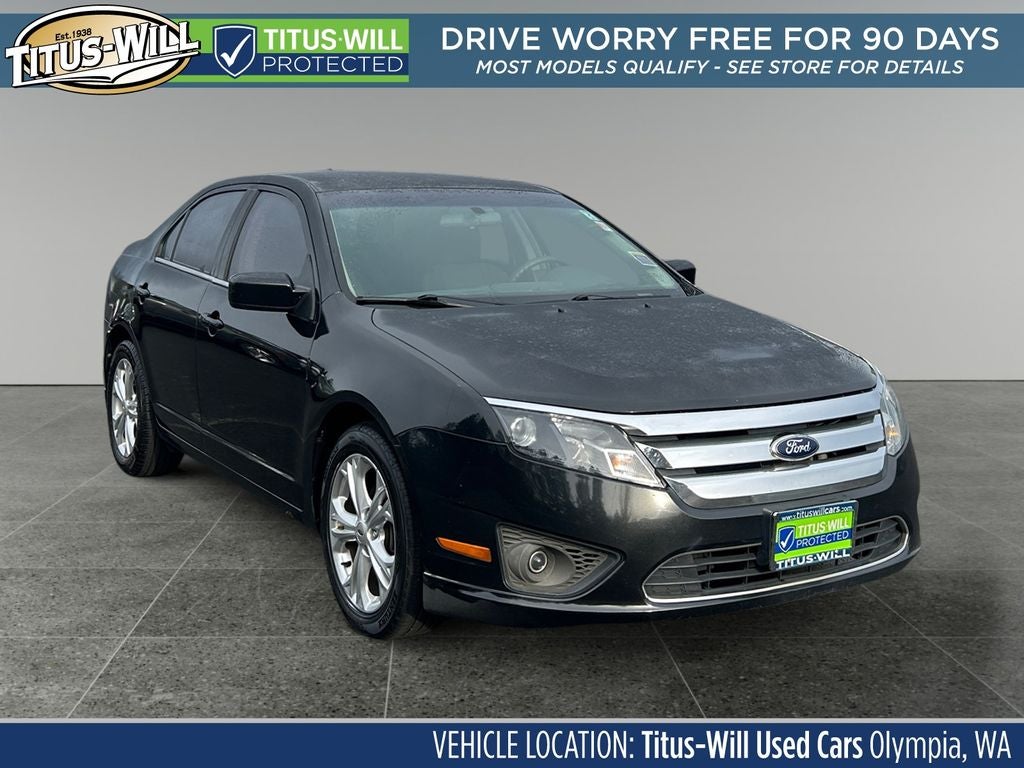 2012 Ford Fusion SE in Black — front three-quarter view