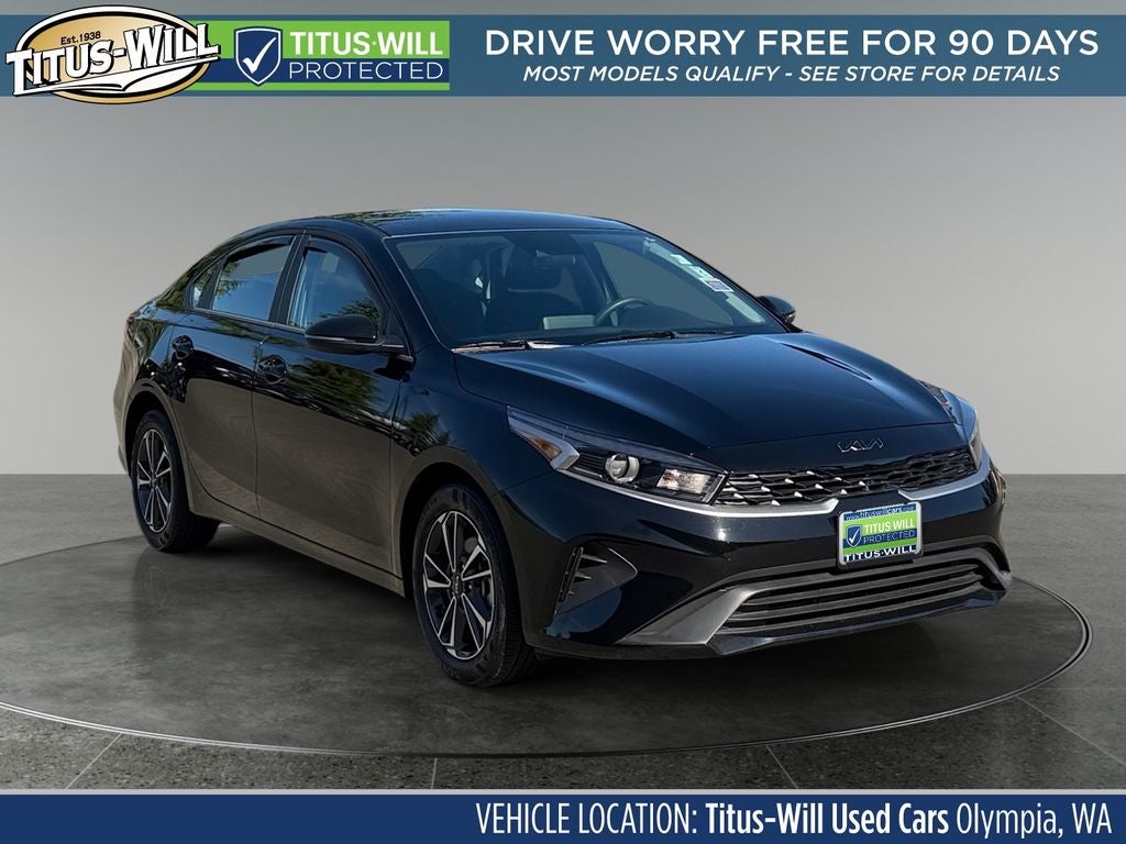 2024 Kia Forte LXS in Aurora Black Pearl — front three-quarter view