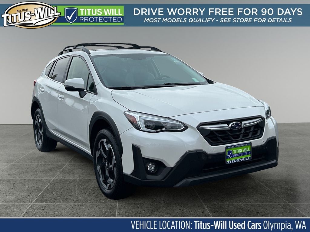 2021 Subaru Crosstrek Limited in Crystal White Pearl — front three-quarter view