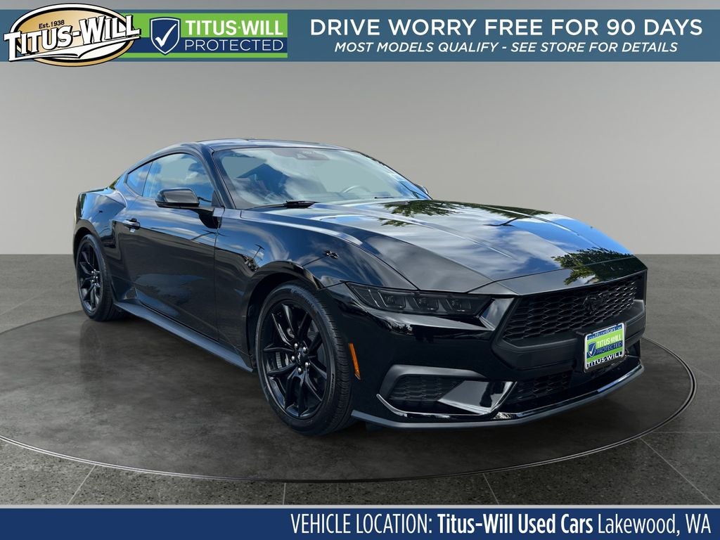 2025 Ford Mustang EcoBoost Premium in Shadow Black — front three-quarter view