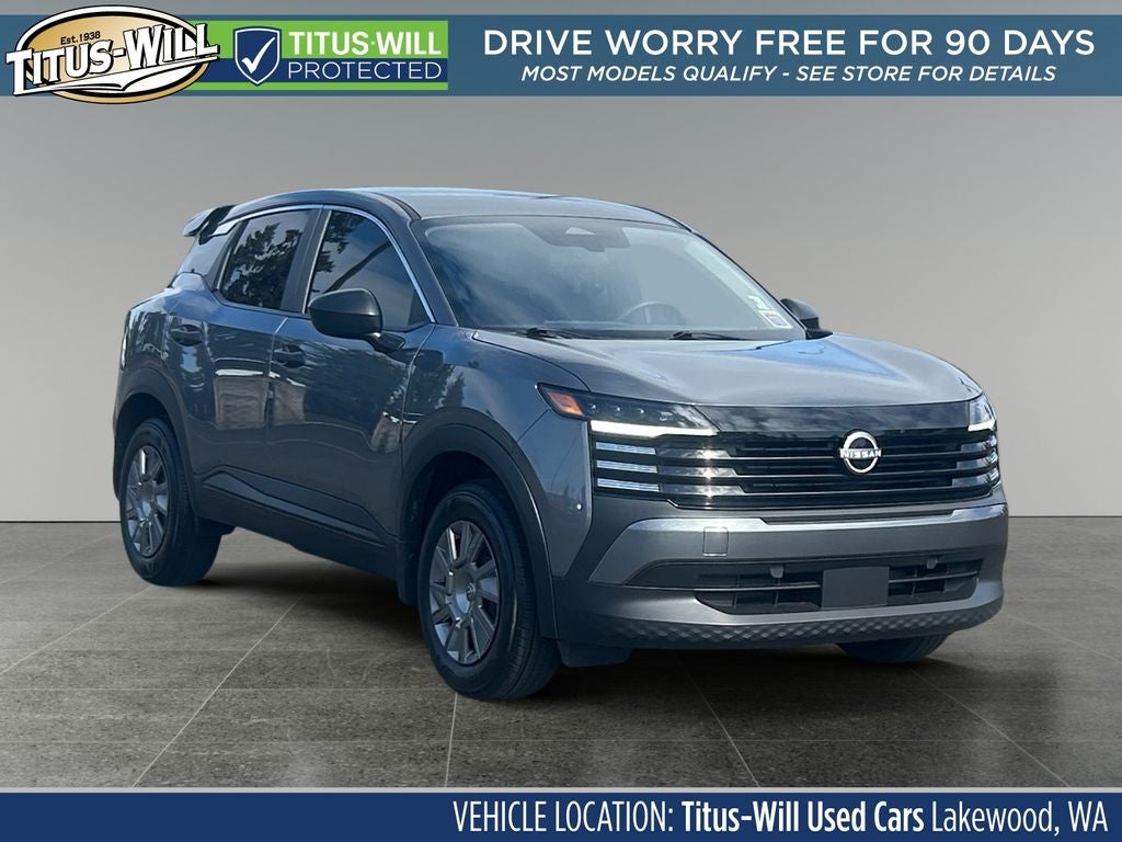 2025 Nissan Kicks S in Gun Metallic — front three-quarter view