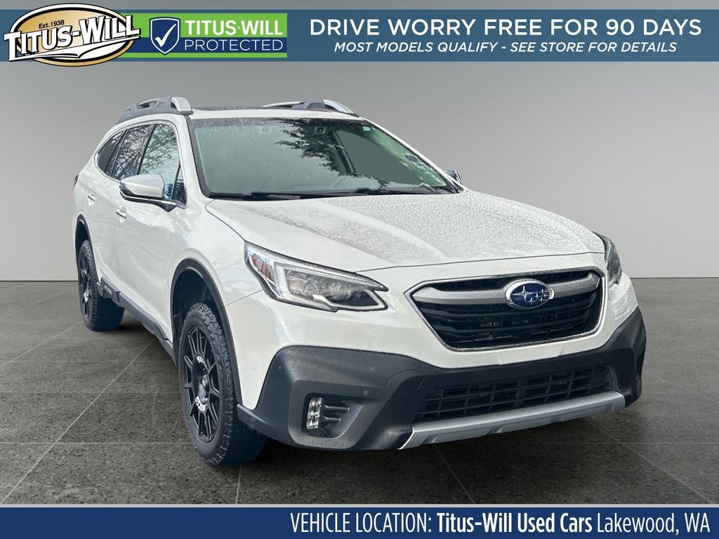 2022 Subaru Outback Touring XT in Crystal White Pearl — front three-quarter view