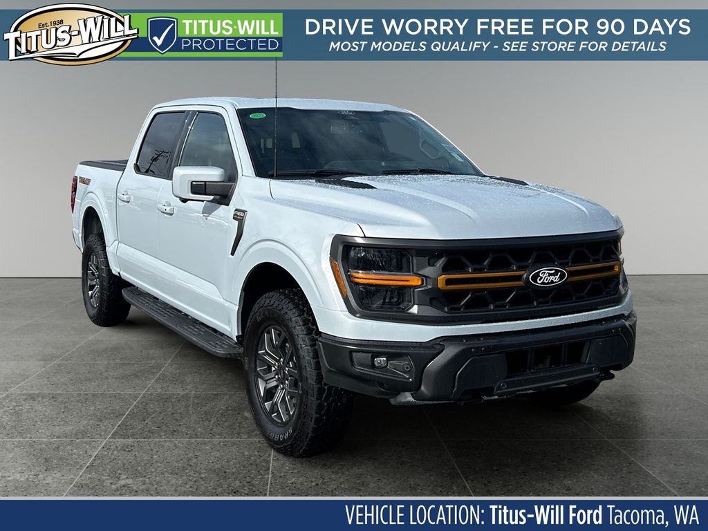 2025 Ford F-150 Tremor in White Metallic — front three-quarter view
