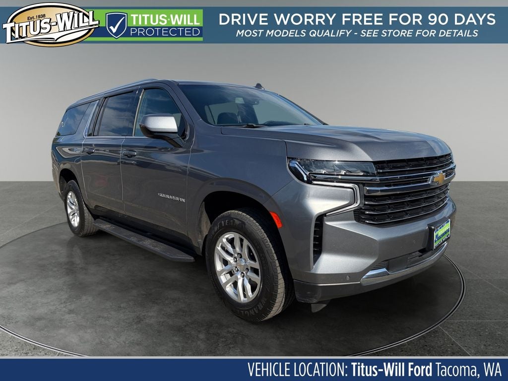 2022 Chevrolet Suburban LT in Steel Metallic — front three-quarter view