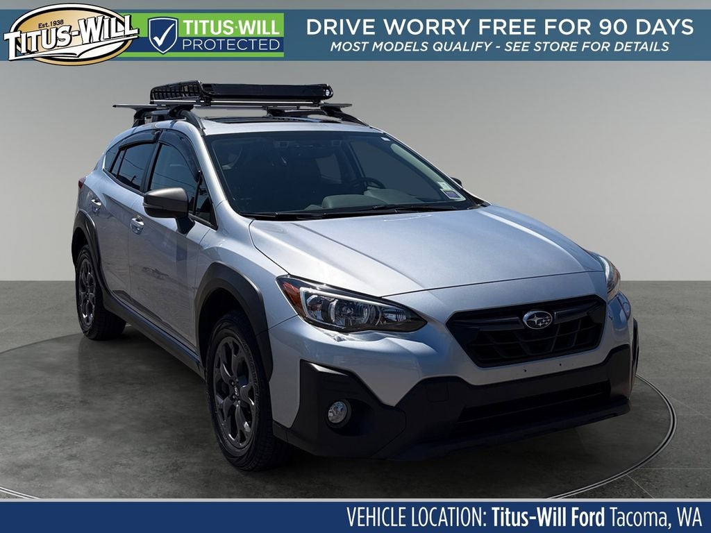 2022 Subaru Crosstrek Sport in Ice Silver Metallic — front three-quarter view