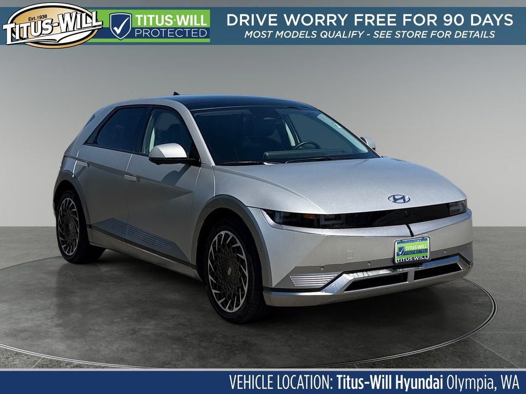 2024 Hyundai IONIQ 5 Limited in Gravity Gold (Matte Gold) — front three-quarter view
