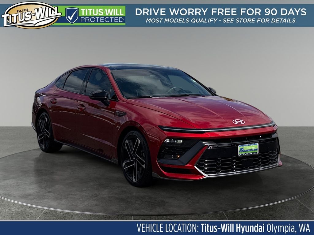 2024 Hyundai Sonata N Line in Ultimate Red — front three-quarter view