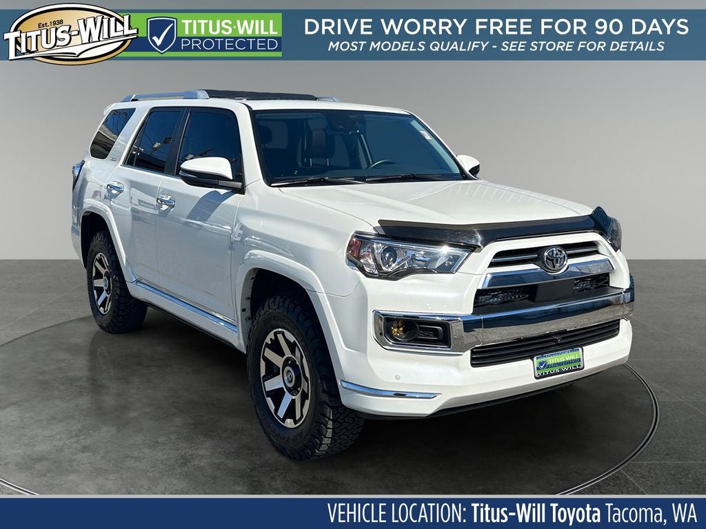 2023 Toyota 4Runner Limited in Blizzard Pearl — front three-quarter view