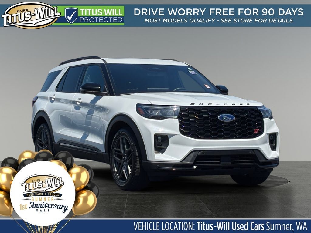 2025 Ford Explorer ST in White — front three-quarter view