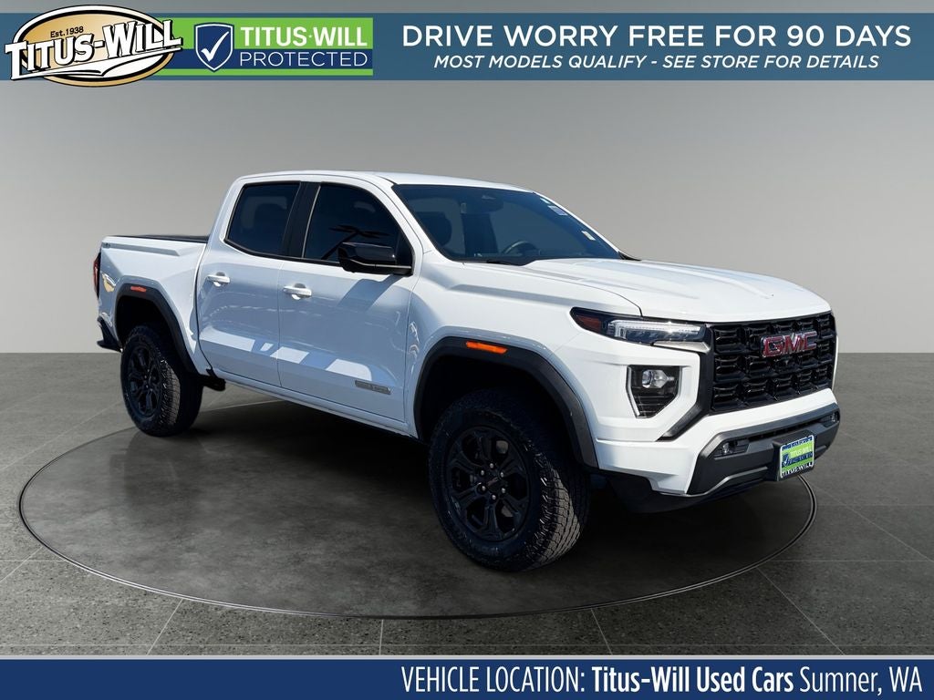 2025 GMC Canyon Elevation in Summit White — front three-quarter view