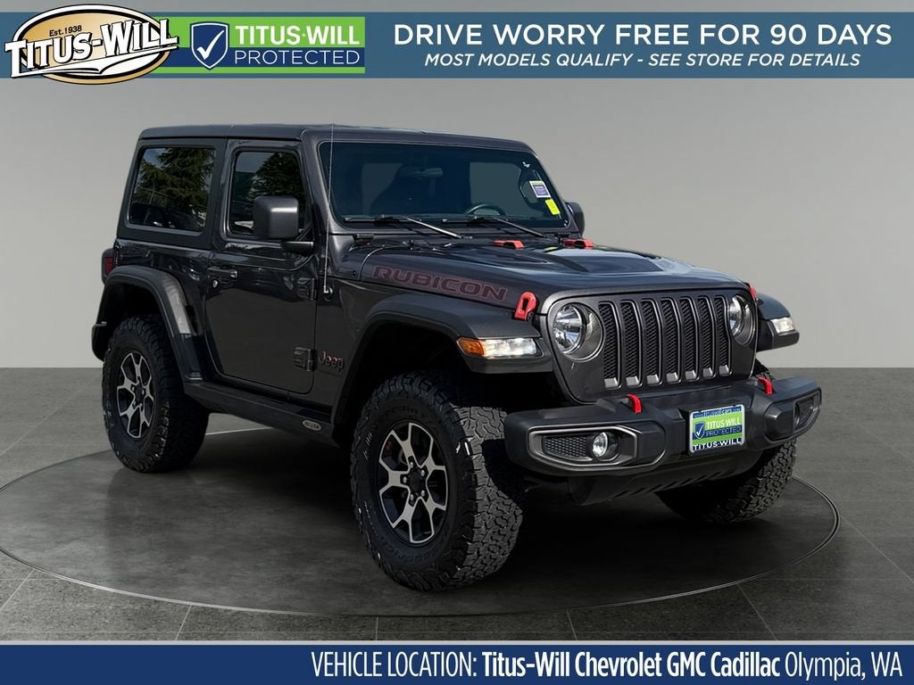 2021 Jeep Wrangler Rubicon 4x4 in Gray — front three-quarter view