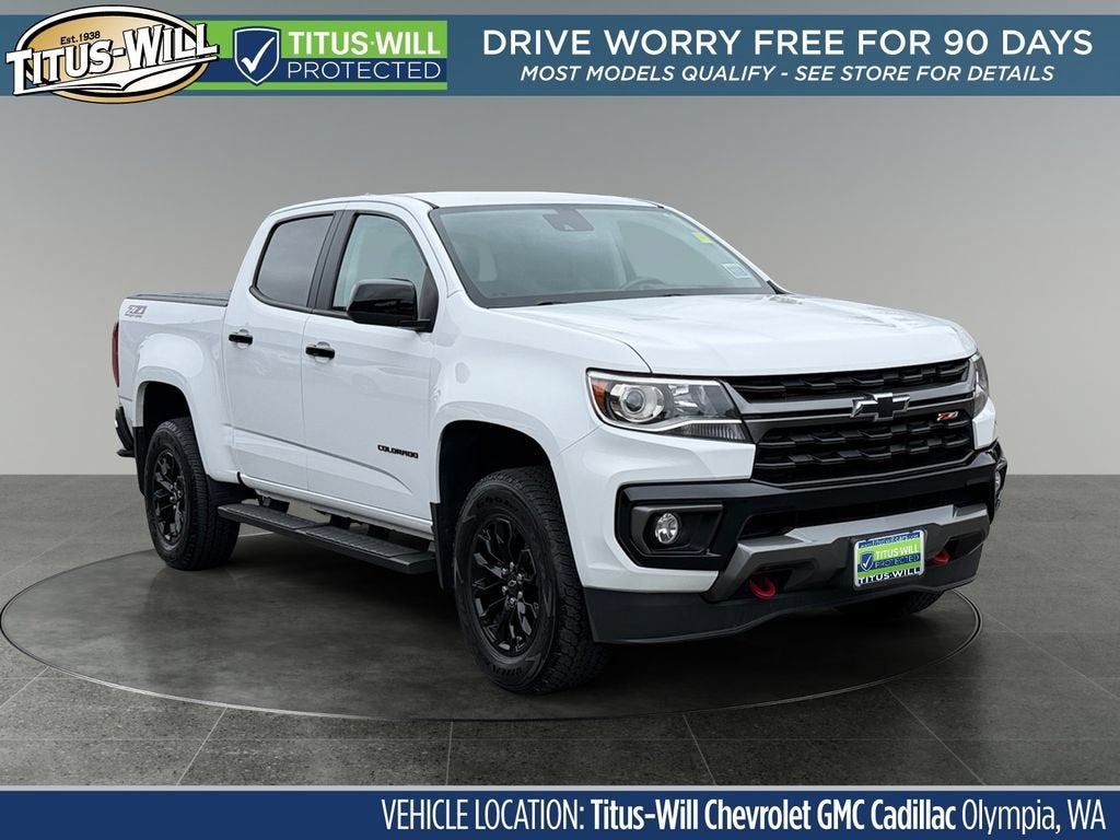 2022 Chevrolet Colorado Z71 in Summit White — front three-quarter view