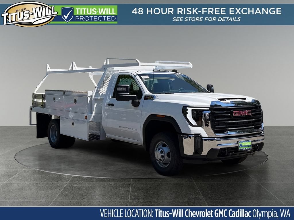 2026 GMC Sierra 3500 HD Chassis Cab Pro in Summit White — front three-quarter view