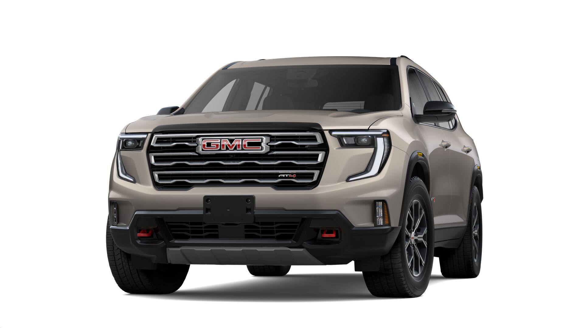 2026 GMC Acadia AT4 in Riverstone Metallic — front three-quarter view