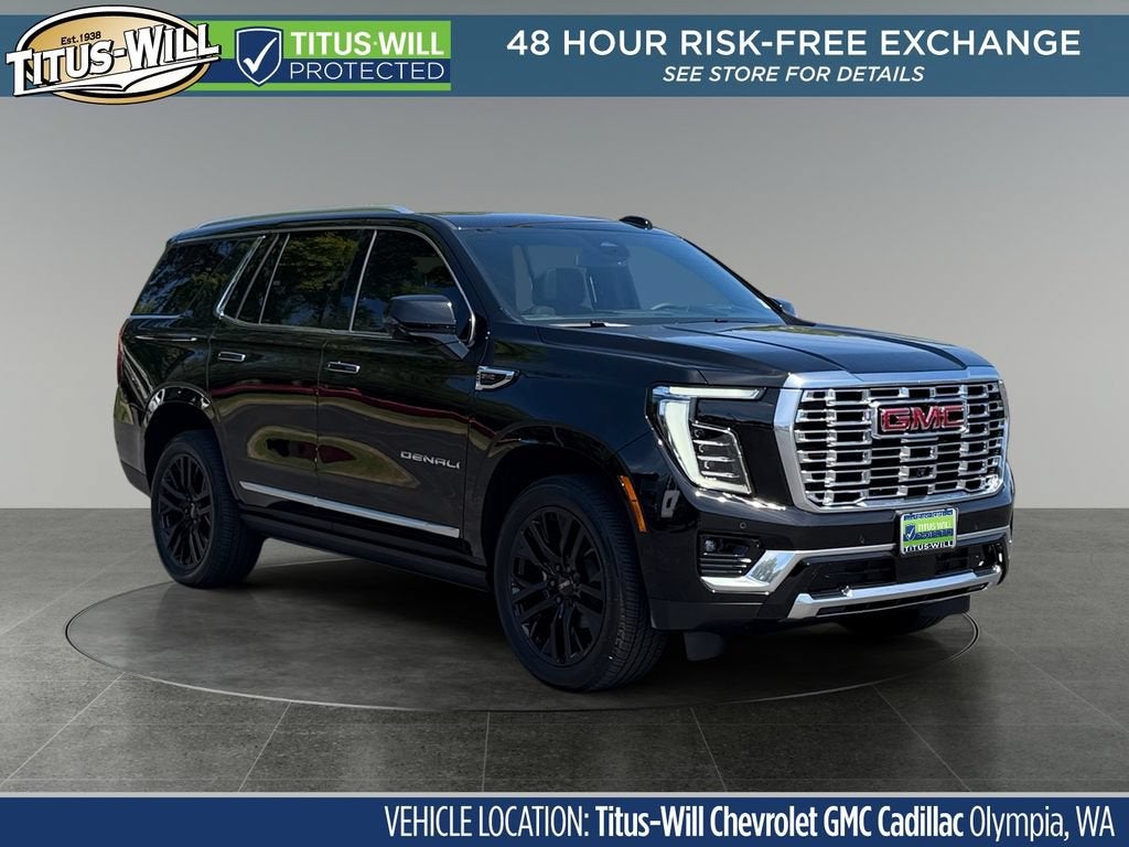 2026 GMC Yukon Denali in Onyx Black — front three-quarter view