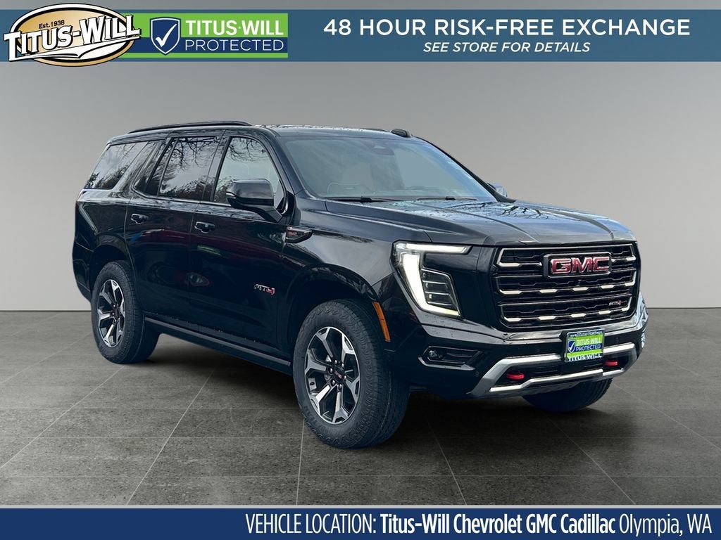 2026 GMC Yukon AT4 Ultimate in Onyx Black — front three-quarter view