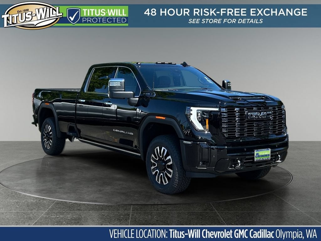 2026 GMC Sierra 3500 HD Denali Ultimate in Onyx Black — front three-quarter view