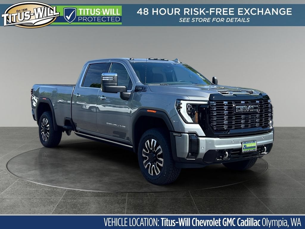 2026 GMC Sierra 3500 HD Denali Ultimate in Sterling Metallic — front three-quarter view