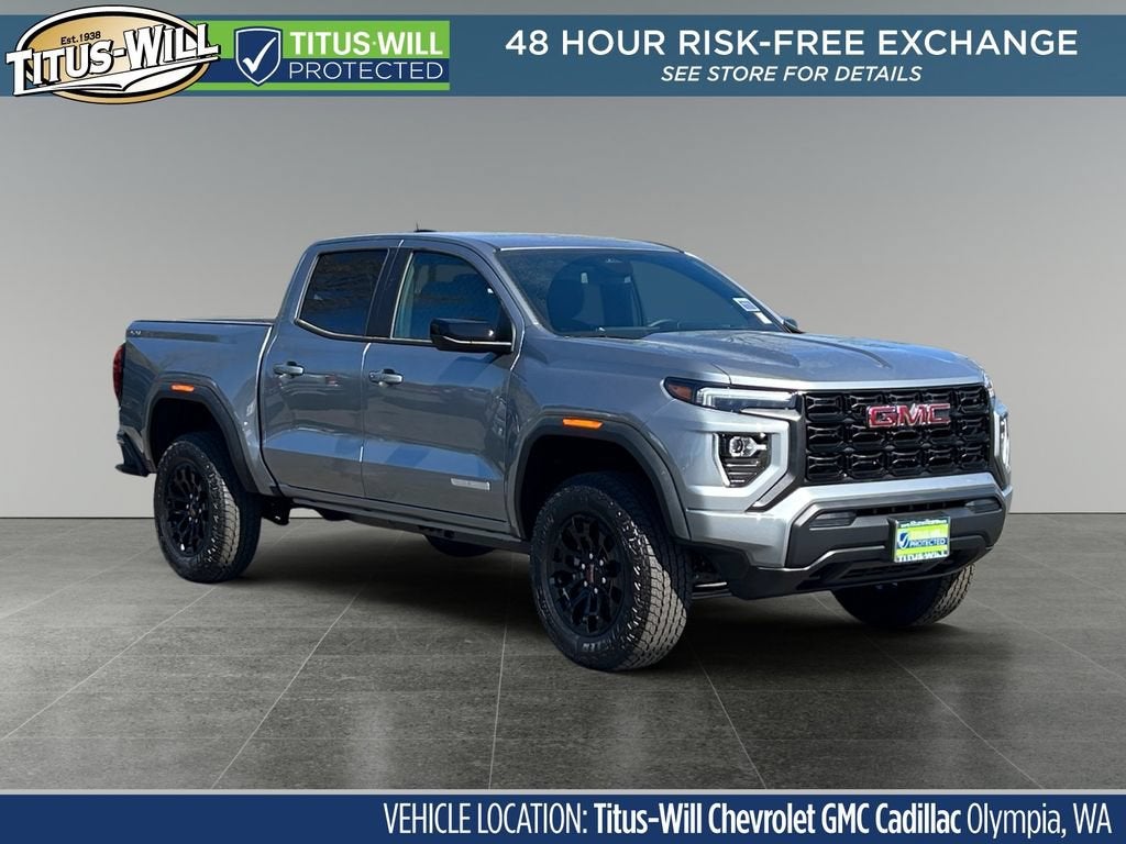 2026 GMC Canyon Elevation in Sterling Metallic — front three-quarter view