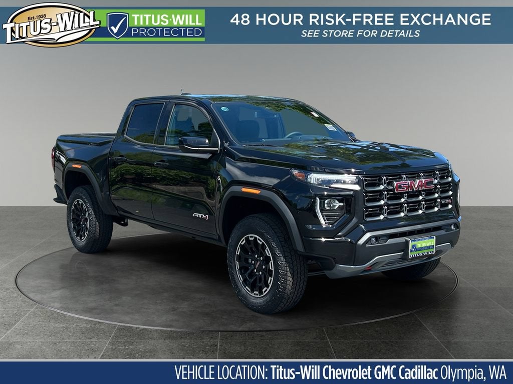 2026 GMC Canyon AT4 in Onyx Black — front three-quarter view