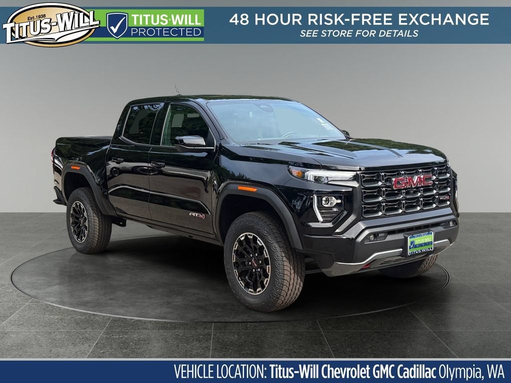 2026 GMC Canyon AT4 in Onyx Black — front three-quarter view