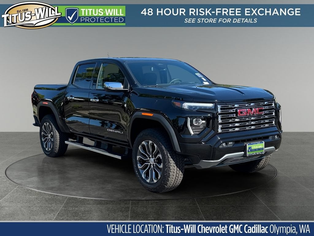 2026 GMC Canyon Denali in Onyx Black — front three-quarter view