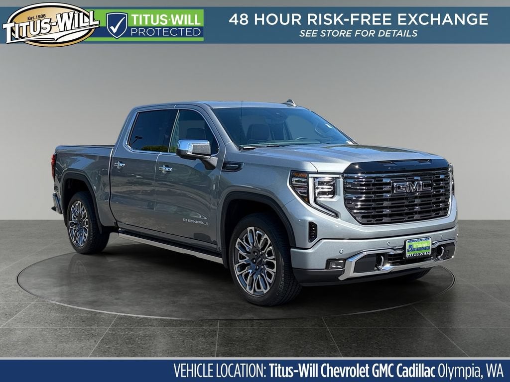 2026 GMC Sierra 1500 Denali Ultimate in Sterling Metallic — front three-quarter view