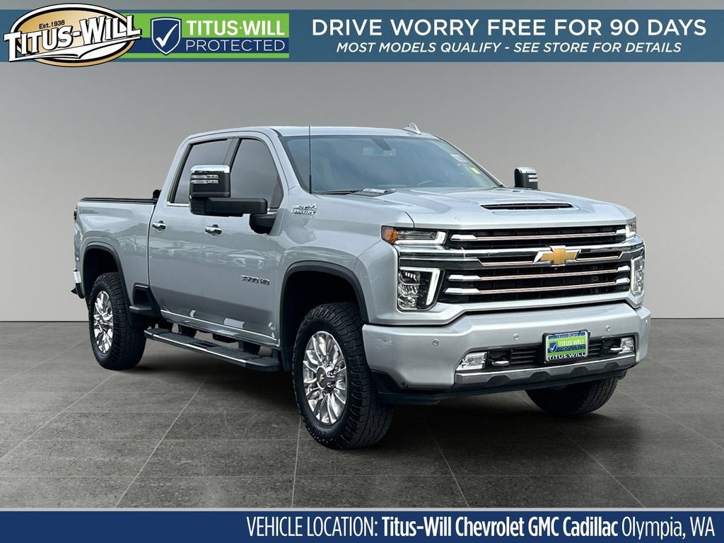 2022 Chevrolet Silverado 3500 HD High Country in Silver Ice Metallic — front three-quarter view