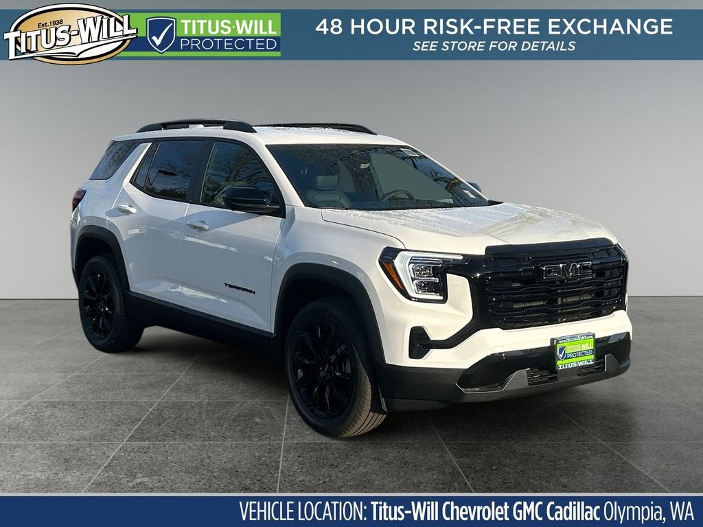 2026 GMC Terrain Elevation in Summit White — front three-quarter view