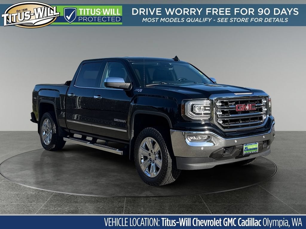 2018 GMC Sierra 1500 SLT in Onyx Black — front three-quarter view