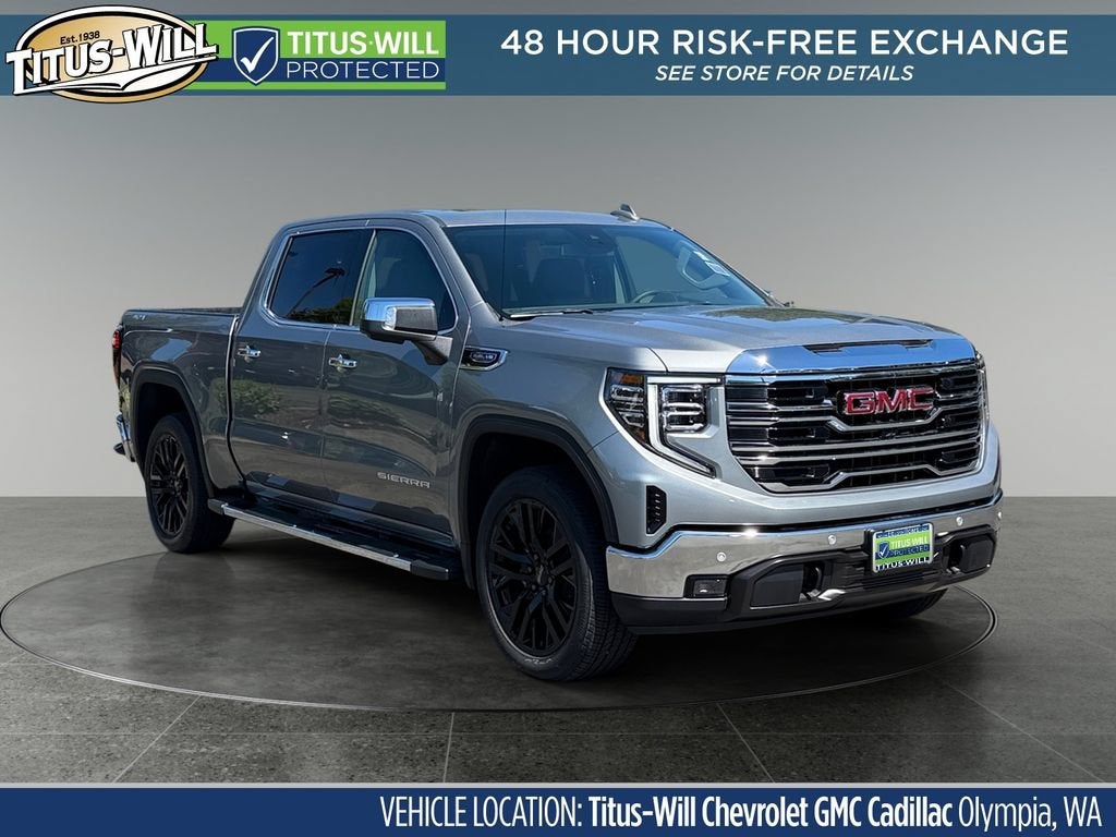 2026 GMC Sierra 1500 SLT in Sterling Metallic — front three-quarter view