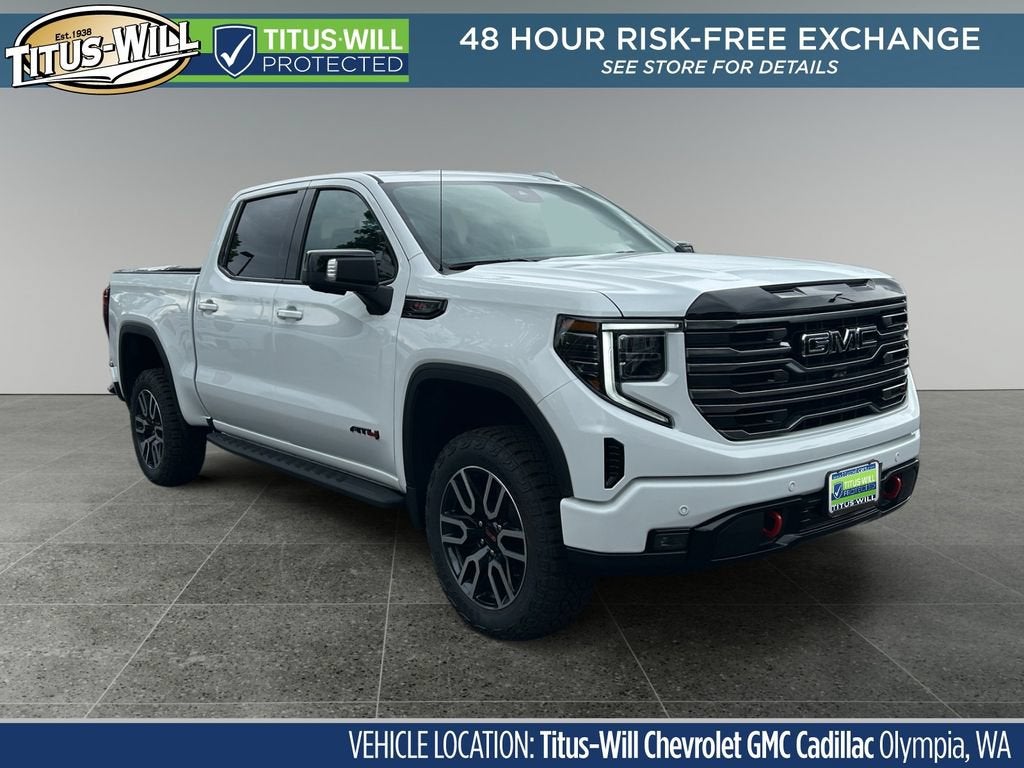 2026 GMC Sierra 1500 AT4 in Summit White — front three-quarter view