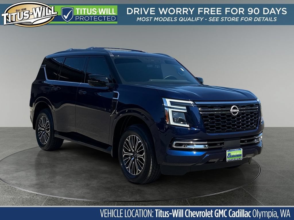 2026 Nissan Armada SL in Blue — front three-quarter view