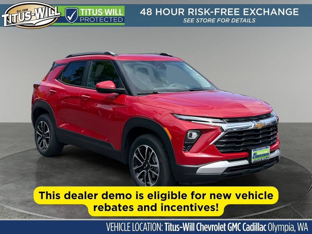 2026 Chevrolet Trailblazer LT in Apex Red — front three-quarter view